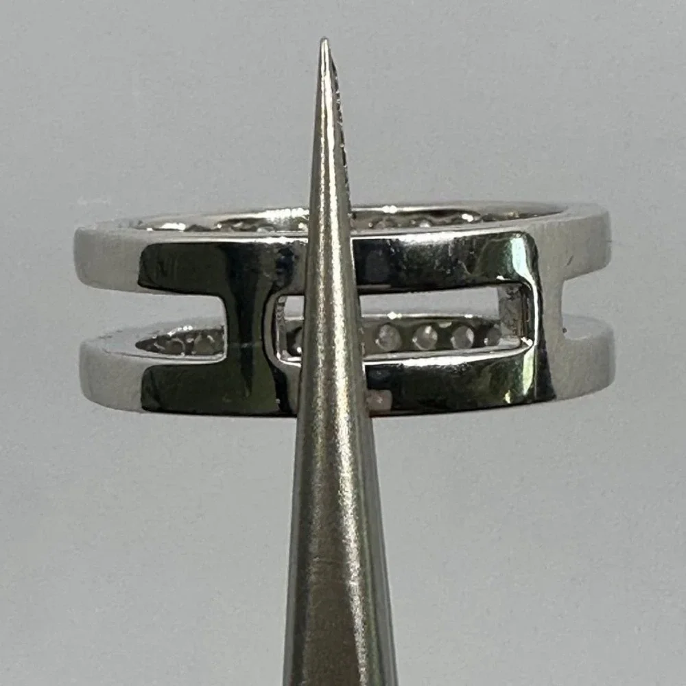 Moissanite Diamond Ring Enhancer Double Row Wedding Band Brilliant GRA Size 10